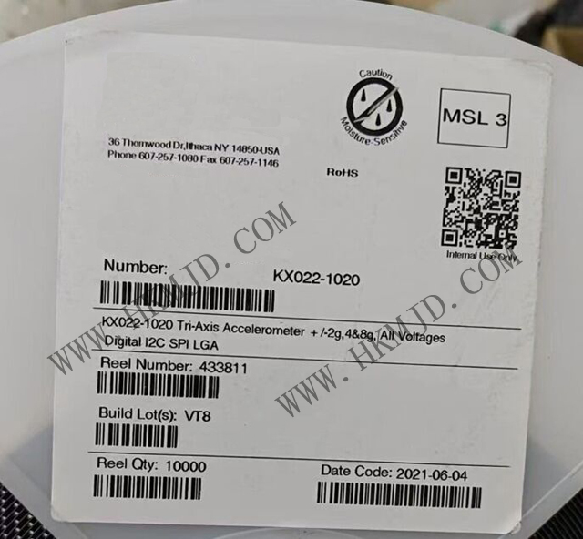 運(yùn)動(dòng)傳感器_KX022-1020_加速計(jì) X，Y，Z 軸 ±2g，4g，8g 0.39Hz ~ 800Hz 12-LGA