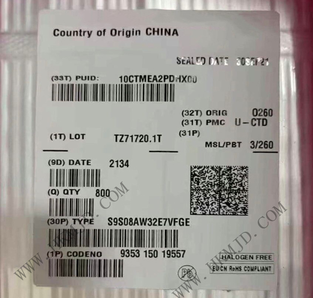 [供應(yīng)] S9S08AW32E7VFGE (NXP) 40MHz，8位 S08內(nèi)核 微控制器 IC