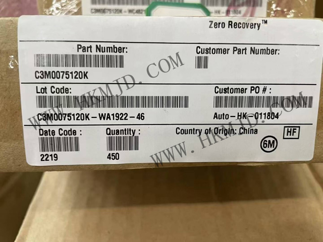 現(xiàn)貨供應(yīng) Wolfspeed C3M0075120K 1200V SiC MOSFET，75mΩ 低導(dǎo)通電阻
